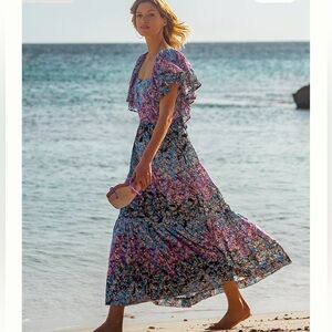 Anthropology Clementina Floral Eyelet Maxi Dress - XS Petite